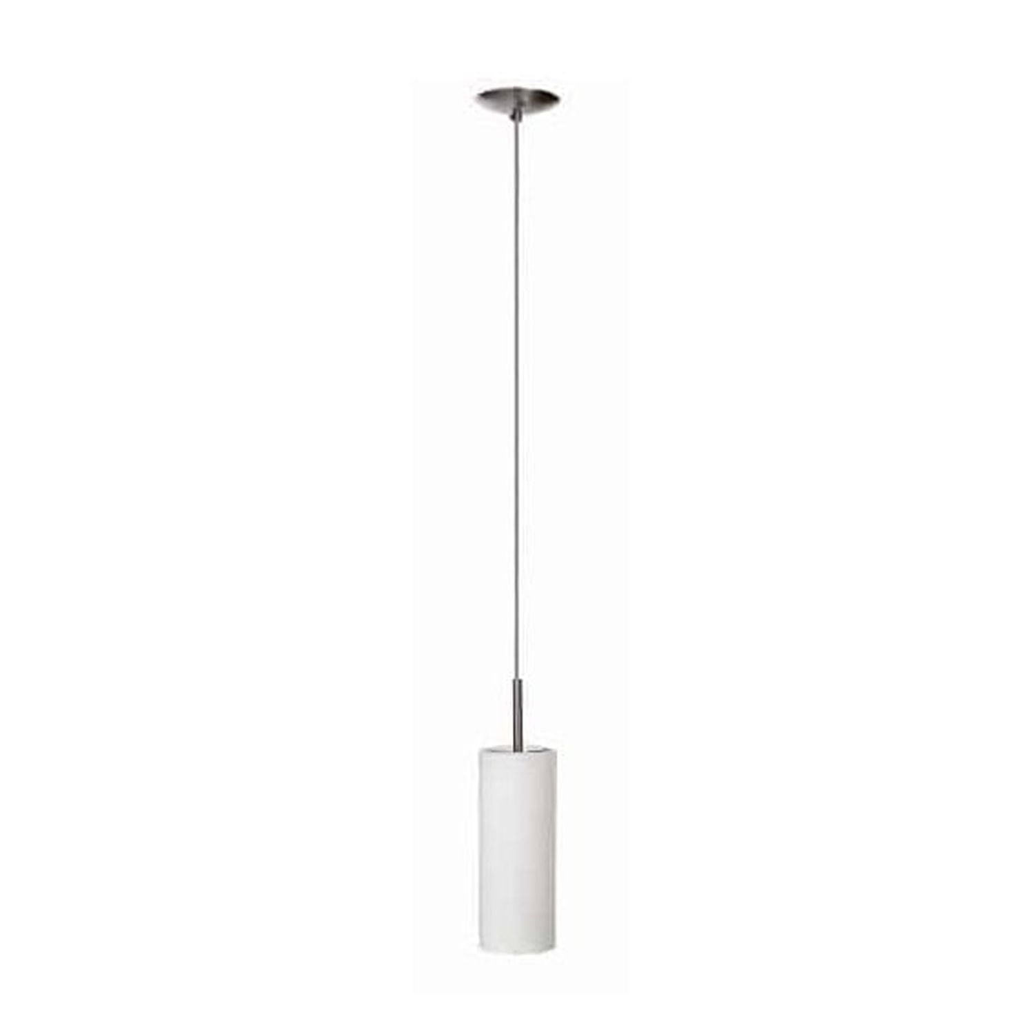 Satin Chrome and White Glass Cylinder Pendant Light