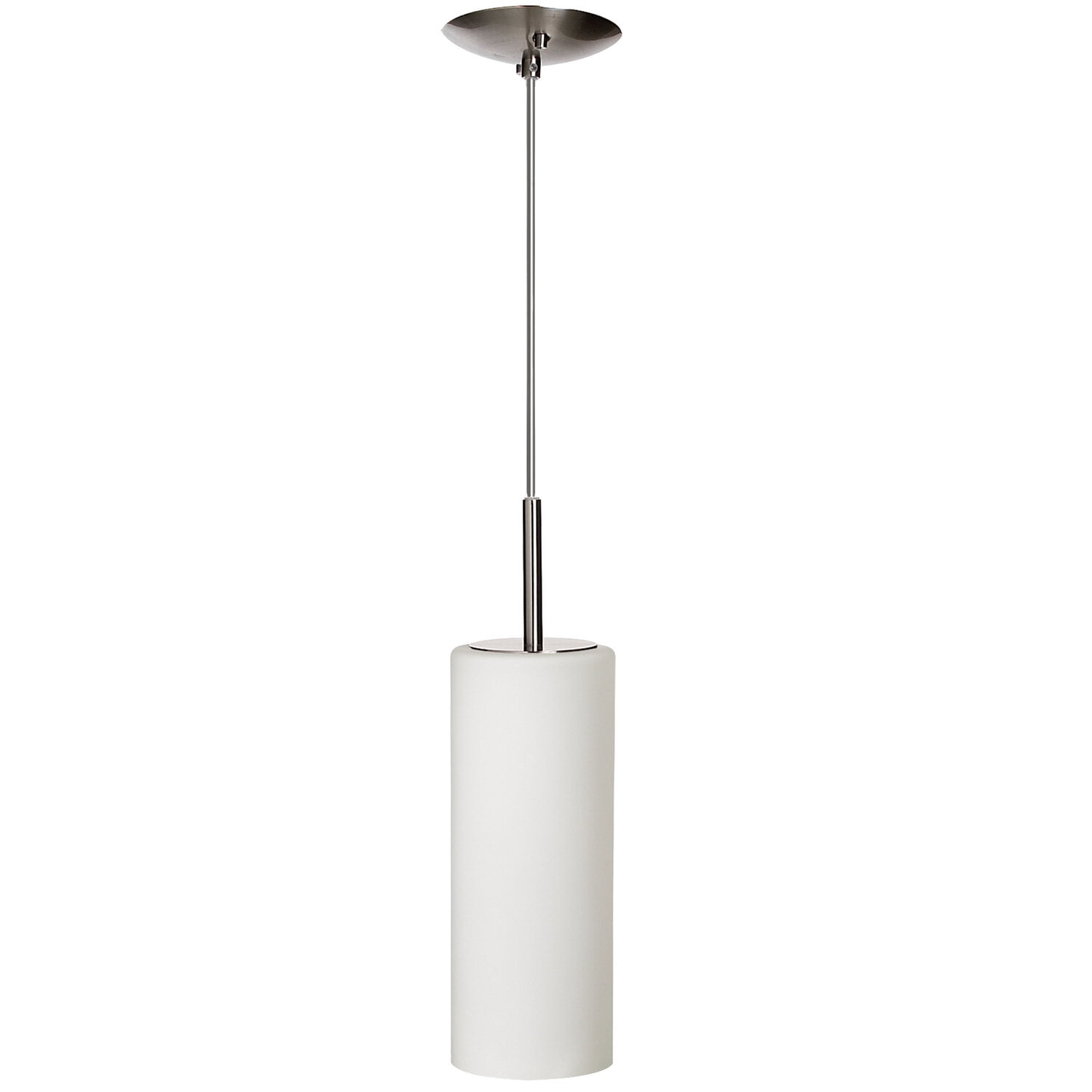 Satin Chrome and White Glass Cylinder Pendant Light