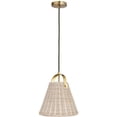 thumbnail image 1 of Dainolite 1 Light Incandescent Pendant Aged Brass with Wicker Shade, 1 of 3