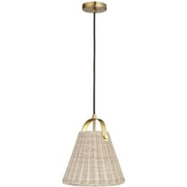 Dainolite 1 Light Incandescent Pendant Aged Brass with Wicker Shade