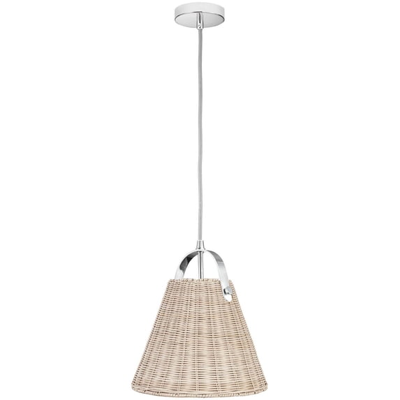 Dainolite 1 Light Incandescent Pendant Polished Chrome with Wicker Shade