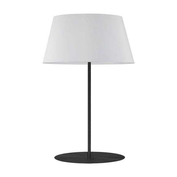 Dainolite 1 Light Incandescent Round Base Table Lamp Matte Black with White Shade