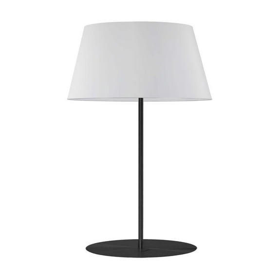 Dainolite 1 Light Incandescent Round Base Table Lamp Matte Black with White Shade