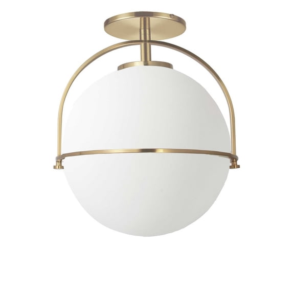 PAO-121SF-AGB-Dainolite-Paola - 1 Light Semi-Flush Mount In Contemporary Style-13 Inches Tall and 11.5 Inches Wide-Aged Brass Finish
