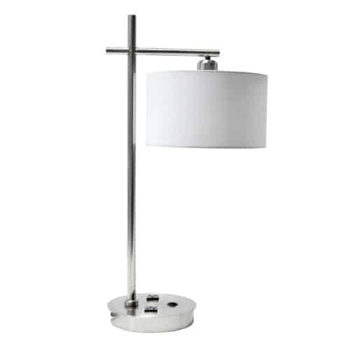 Dainolite 1 Light Incandescent Table Lamp w/USB Port - Satin Chrome
