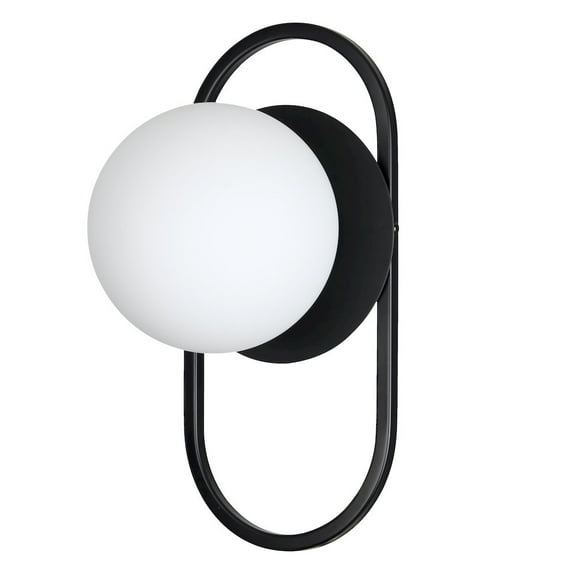 Dainolite 1 Light Matte Black Wall Sconce w/ Opal Glass