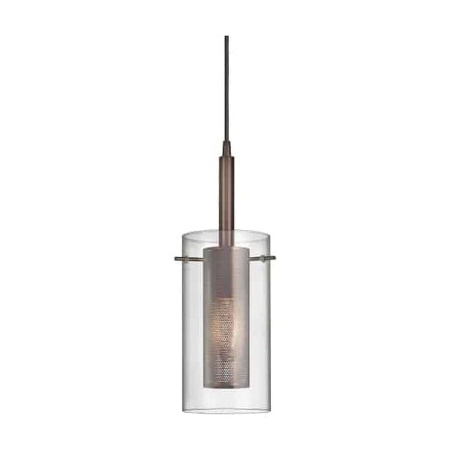 Aged Brass Modern 5.5" Clear Glass Cylinder Pendant Light