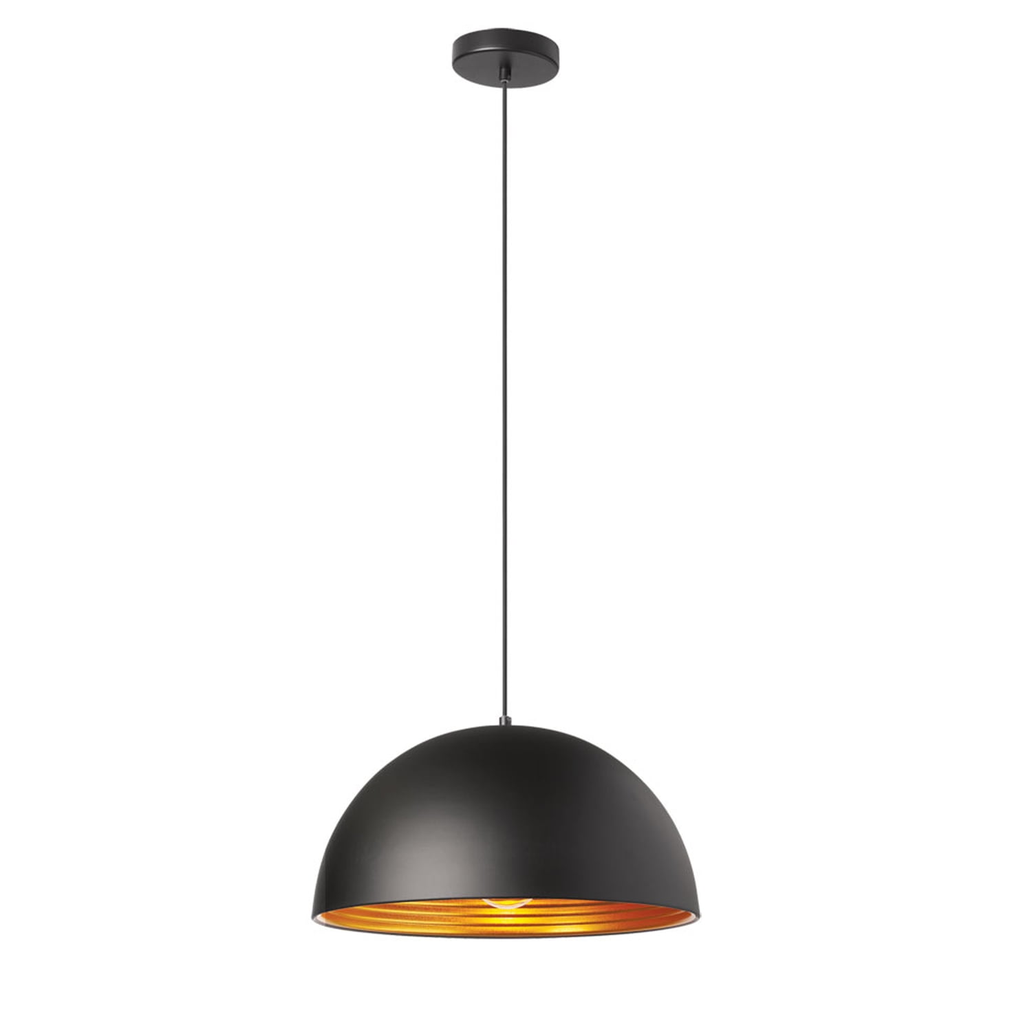 Matte Black Aluminum 16" Bowl Pendant with LED Down Lighting
