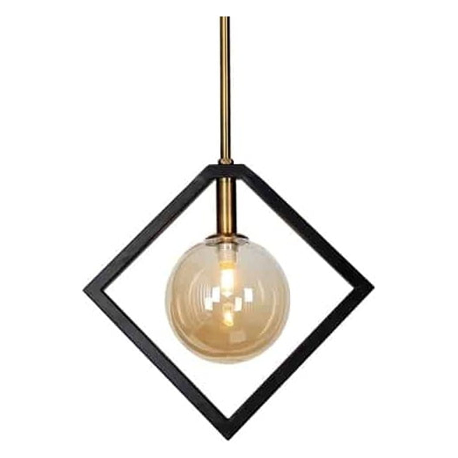 Matte Black and Bronze Geometric Globe Pendant Light