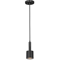 Dainolite 1 Light Pendant Matte Black with Frosted Diffuser