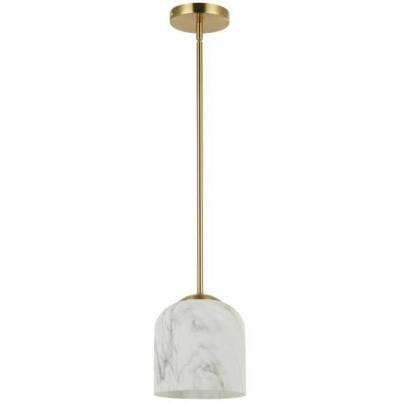 Dainolite 1 Light Pendant in Aged Brass w/ Alabaster Glass