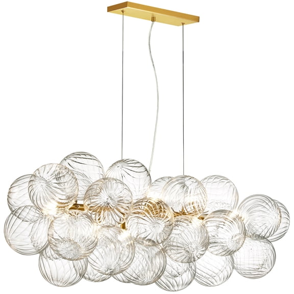Dainolite 10 Light Halogen Horizontal Pendant Aged Brass with Clear Spiral Glass