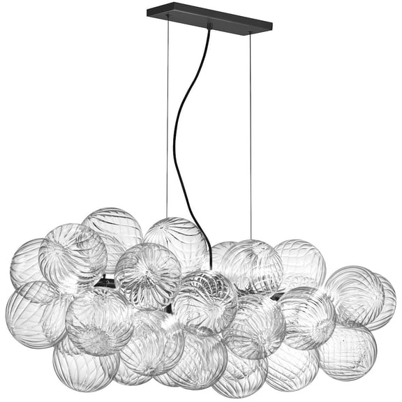 Dainolite 10 Light Halogen Horizontal Pendant Matte Black with Clear Spiral Glass