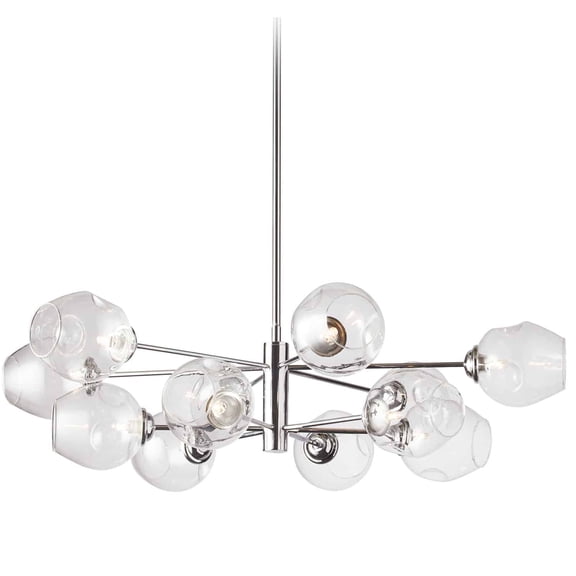Dainolite 12 Light Round Pendant, Polished Chrome Finish