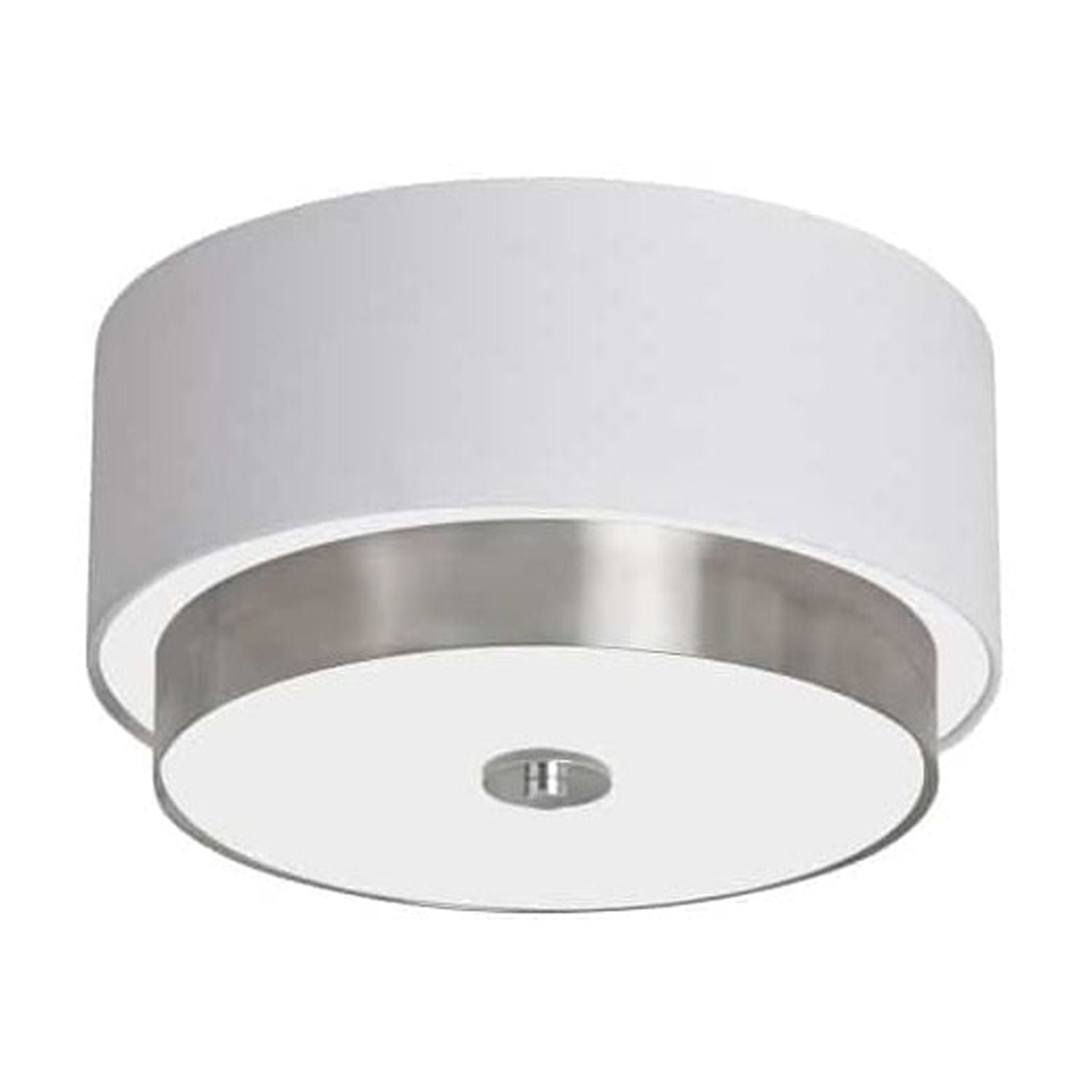 Modern Chrome 14" Drum Shade Flush Mount Ceiling Light