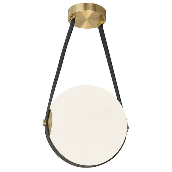 Dainolite 15W Pendant Aged Brass with White Opal Glass
