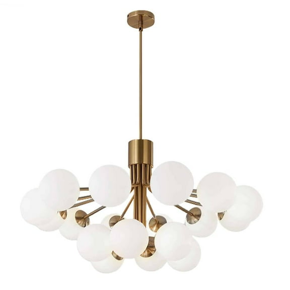 Dainolite 18LT Chandelier, AGB Finish, Opal Glass