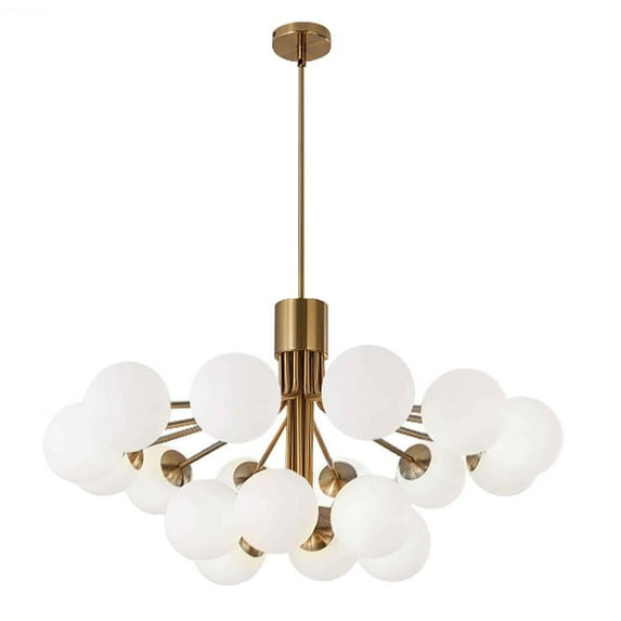 Dainolite 18LT Chandelier, AGB Finish, Opal Glass