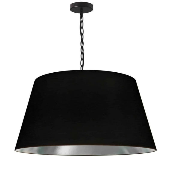 Dainolite 1LT Brynn Large Pendant, BLK/SV Shade, Black