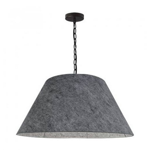 Dainolite 1LT Brynn Large Pendant, GRY Felt Shade, Black-Color:Grey