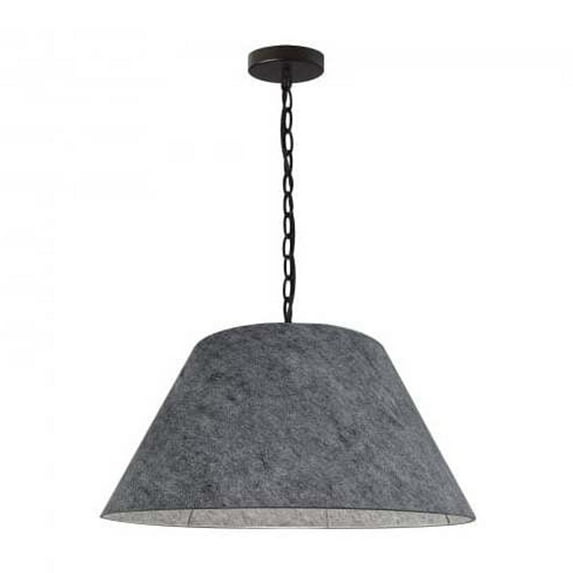 Dainolite 1LT Brynn Meduim Pendant, GRY Felt Shade, Black-Color:Grey