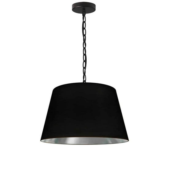 Dainolite 1LT Brynn Small Pendant, BLK/SV Shade, Black