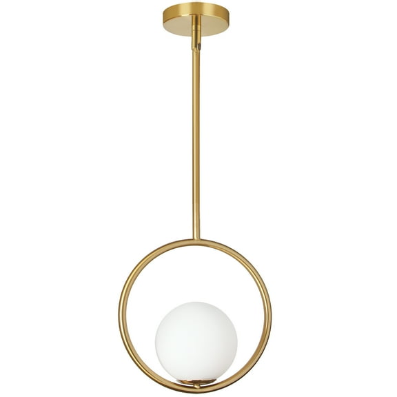 Dainolite 1LT Halogen Pendant AB Finish, White Glass