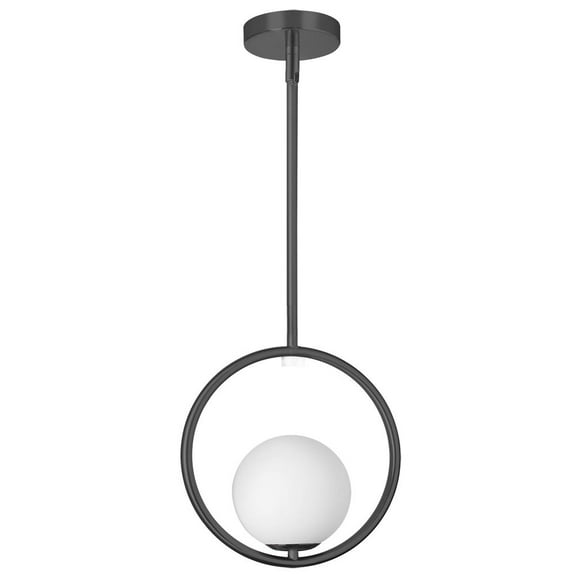 Dainolite 1LT Halogen Pendant Matte Black, WH Opal Glass
