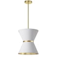 thumbnail image 1 of CTN-121P-AGB-692 Dainolite Caterine - 1 Light 2-Tier Pendant In Transitional Style-14 Inches Tall and 12 Inches Wide-Aged Brass Finish-White/Gold, 1 of 3