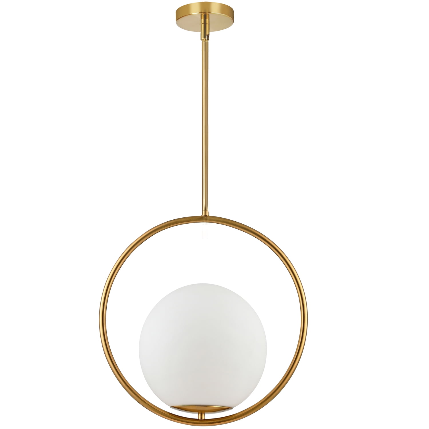 Adrienna Aged Brass Globe Pendant Light with White Shade