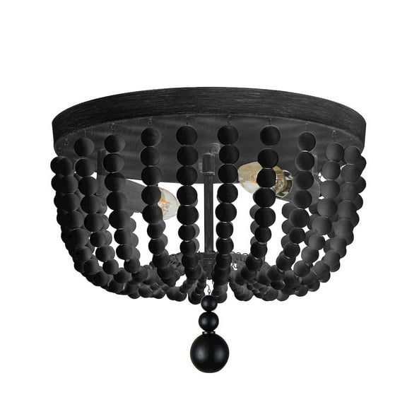Dainolite 2 Light Matte Black Beaded Flush Mount