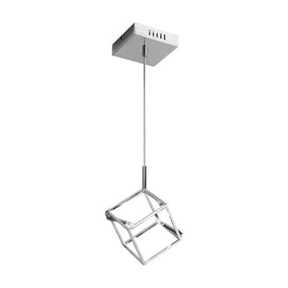 Dainolite 2 Light Pendant, Cube Frame, Polished Chrome