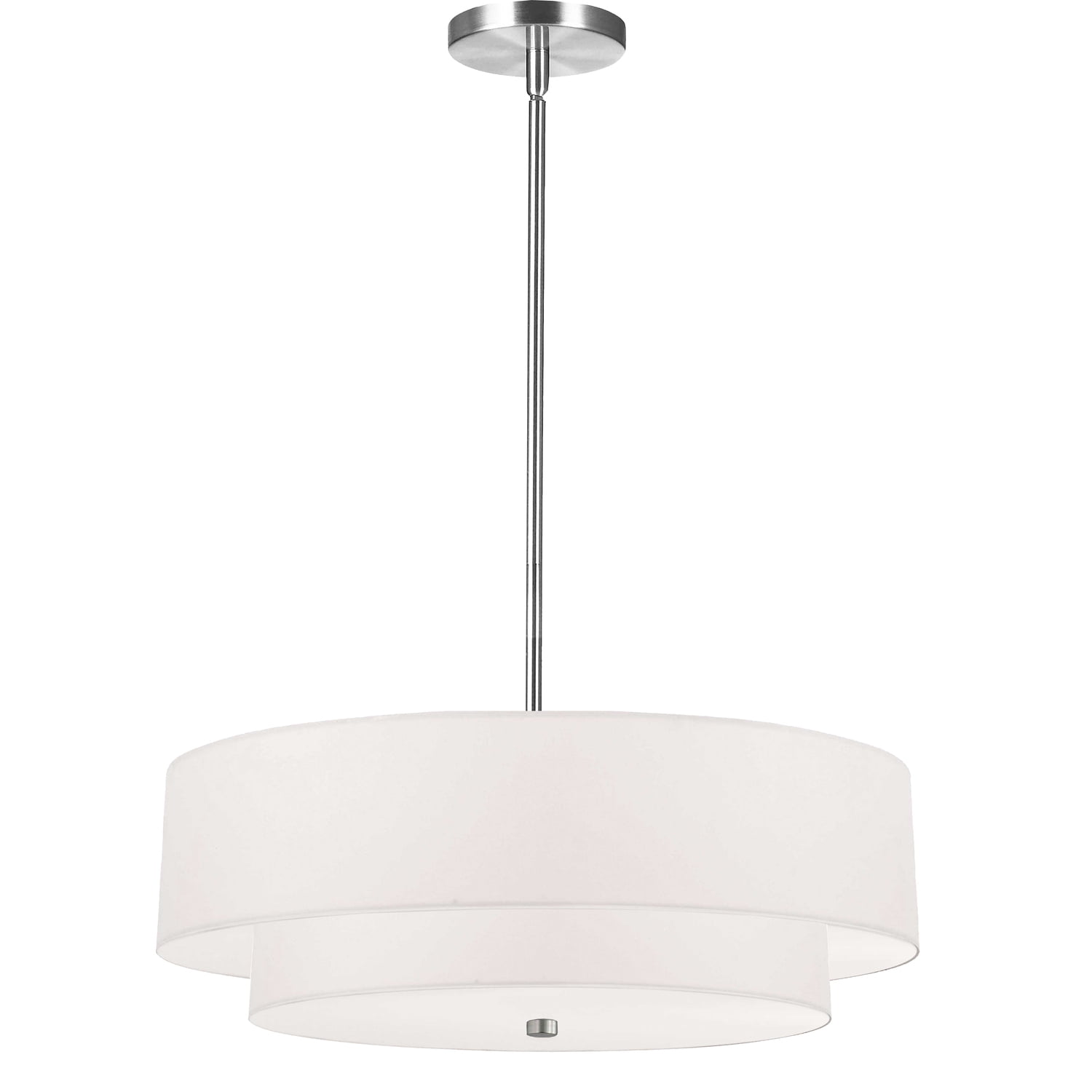 20" White Drum Shade Chrome 2-Tier Pendant Light