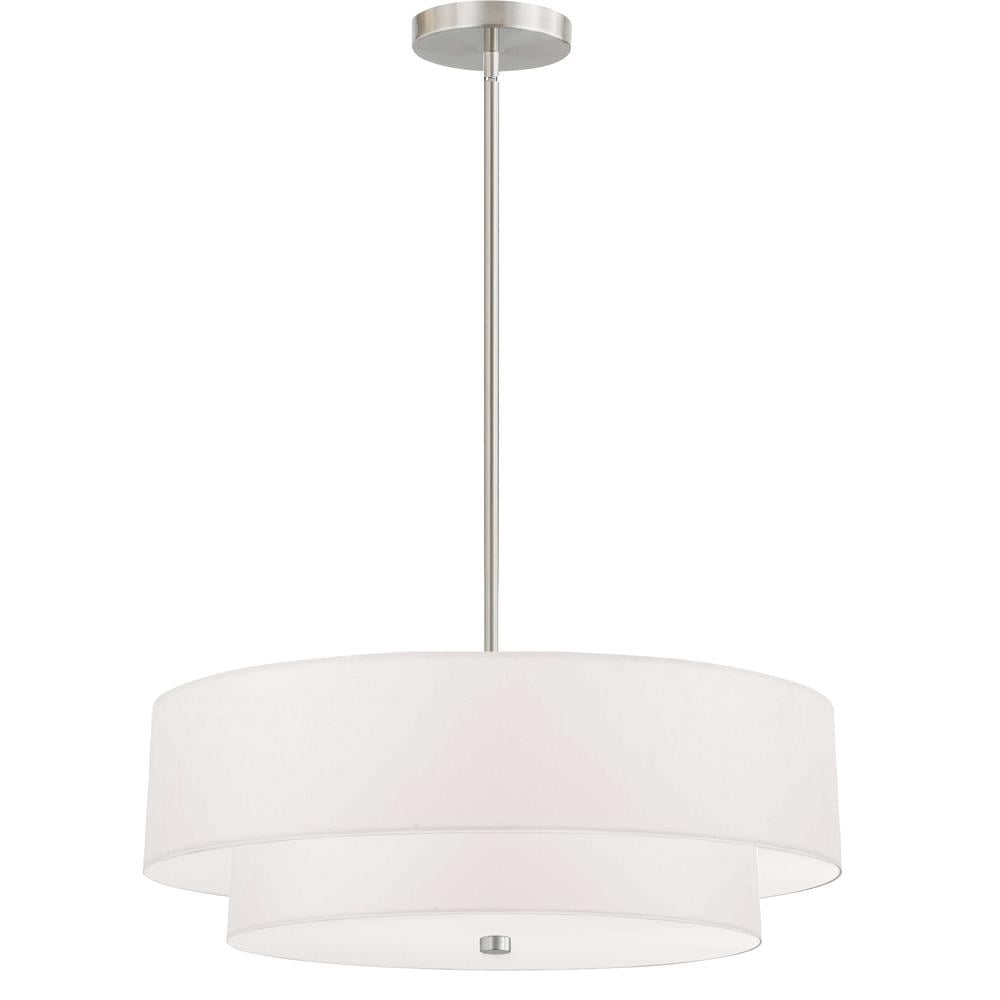 Everly Transitional 20" Black Drum Pendant with White Shade