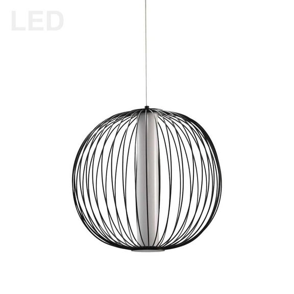 Dainolite 20W LED Pendant, Matte Black with White Acrylic Diffuser