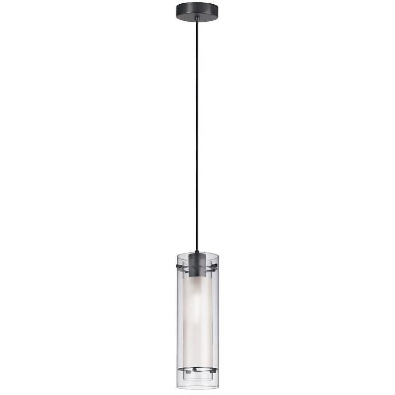 Matte Black and Clear Glass Cylinder Pendant Light