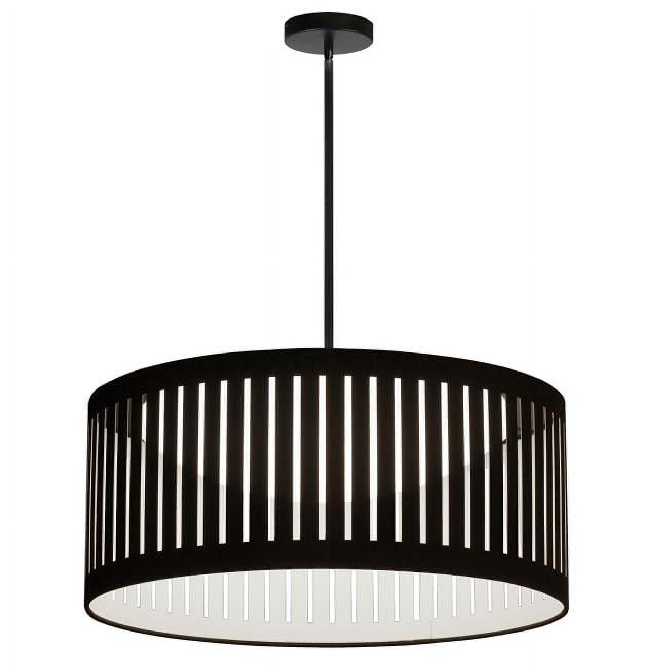 Matte Black 20" LED Drum Pendant Light with White Shade