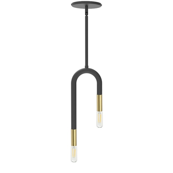 WAN-152P-MB-AGB Dainolite Wand - 2 Light Pendant In Modern Style-15.75 Inches Tall and 5 Inches Wide-Matte Black/Aged Brass Finish