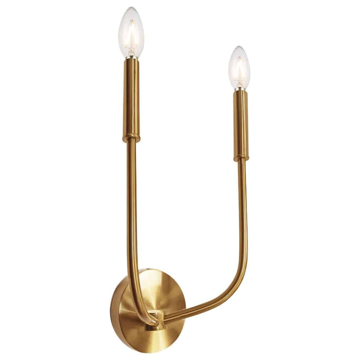 Aged Brass Modern Dimmable 2-Light Wall Sconce