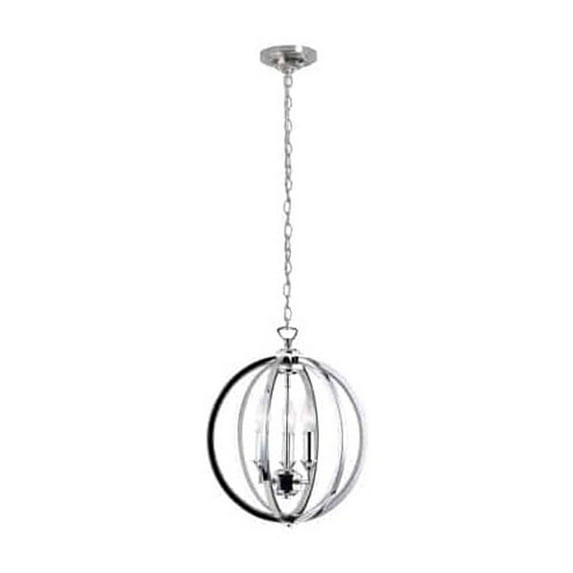 Dainolite 3 Light Chandelier, Polished Chrome w/Jeweled Accents