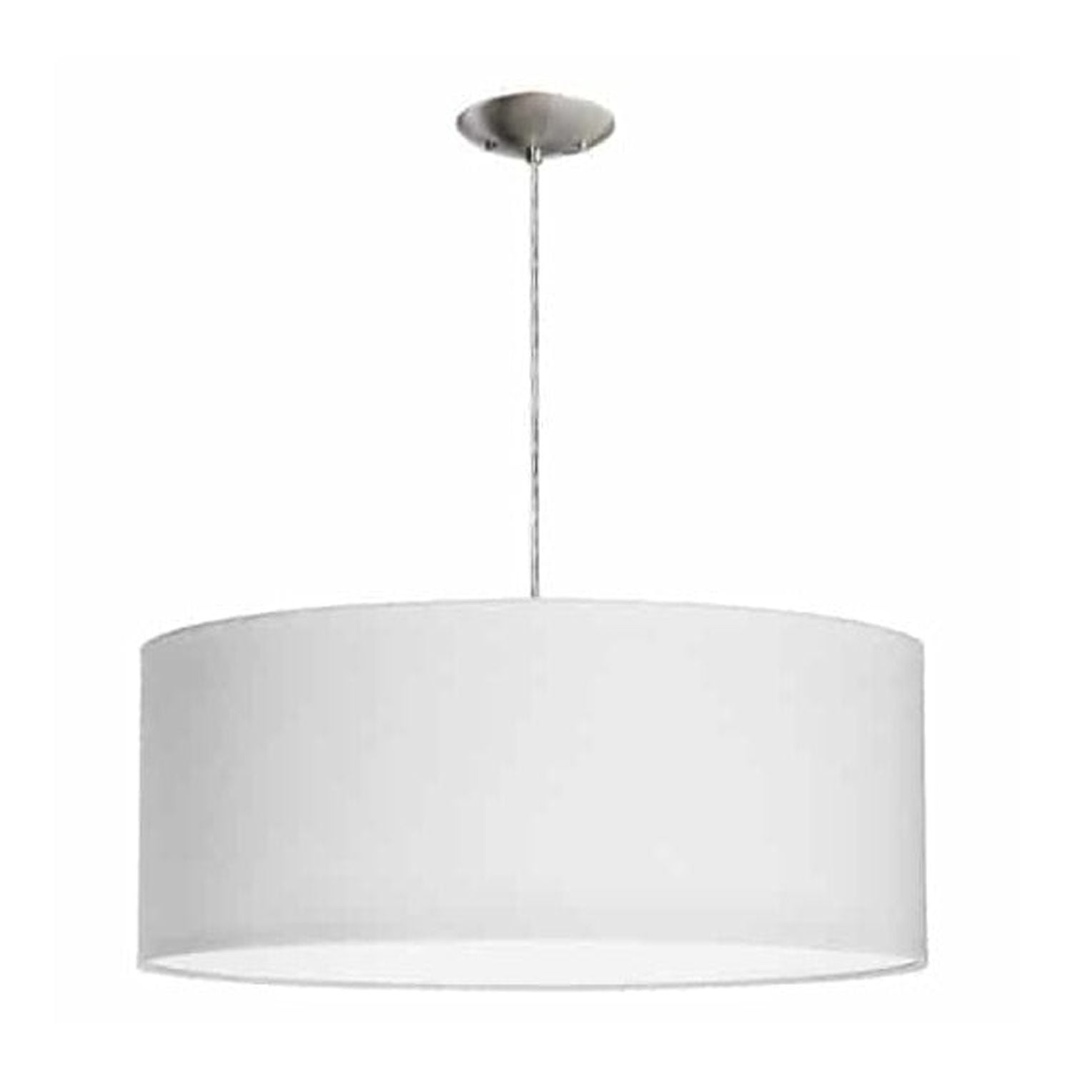 Chrome 22" Drum Pendant Light with White Shade