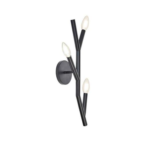 Dainolite 3 Light Incandescent Wall Satin Chrome Matte Black