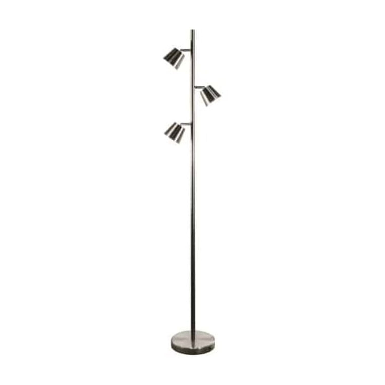 Adjustable Satin Chrome 3-Light LED Floor Lamp