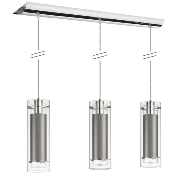 Dainolite 3 Light Pendant Clear/Frosted Glass - Polished Chrome
