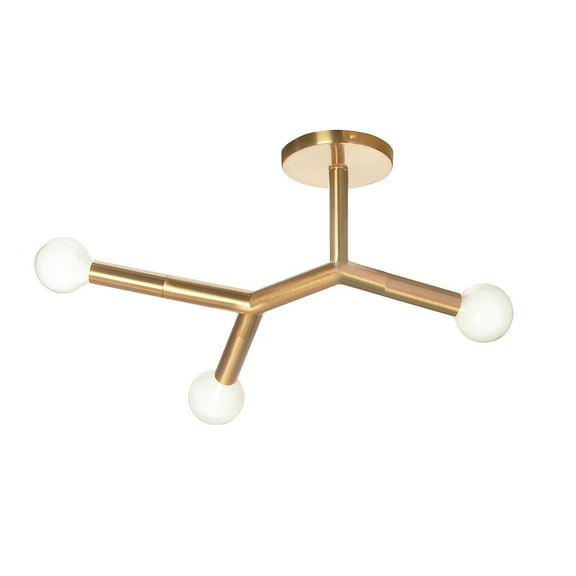 Dainolite 3 Light Semi-Flush in Aged Brass