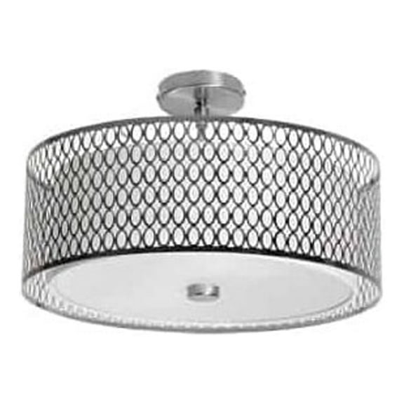 Dainolite 3 Light Semi-Flush w/ Laser Cut Shade - Satin Chrome