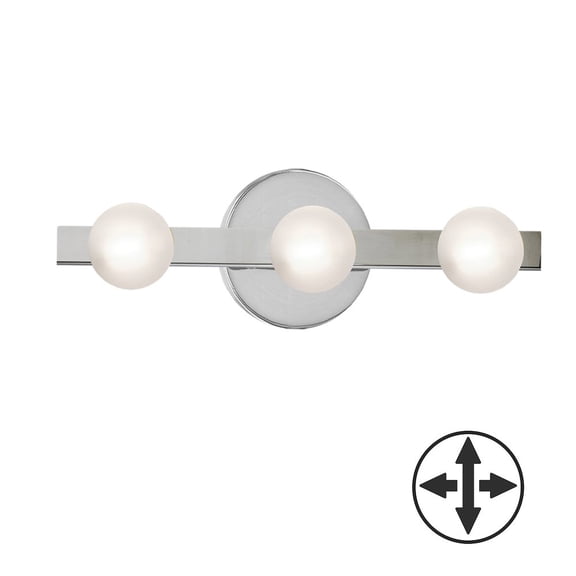 Dainolite 3 Light Vanity in Polished Chrome w/ Frosted Glass