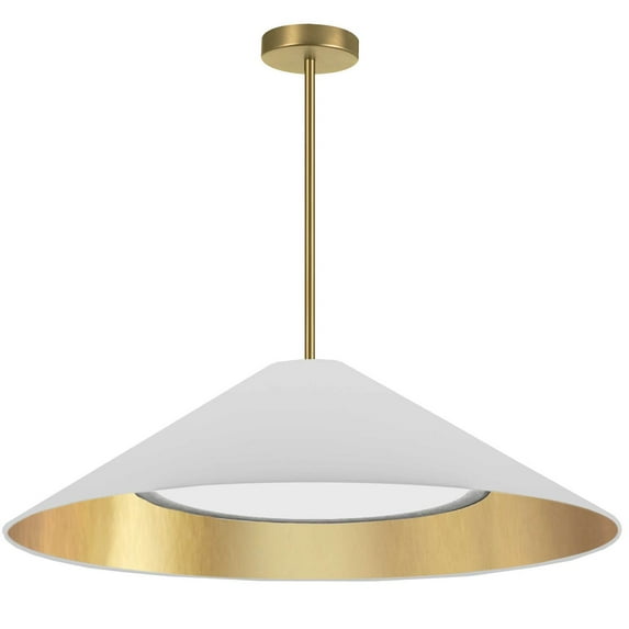 Dainolite 30W Pendant, Aged Brass w/ Fabric Shade