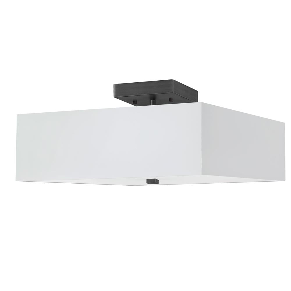 Matte Black Seren 14'' Semi-Flush Ceiling Light with White Glass Shade
