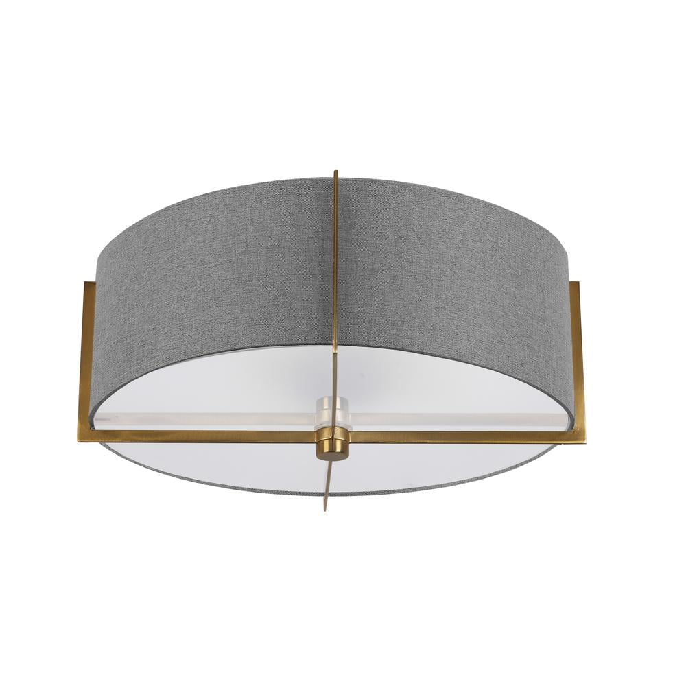 Preston 15'' Black and White Modern Drum Flush Mount Light